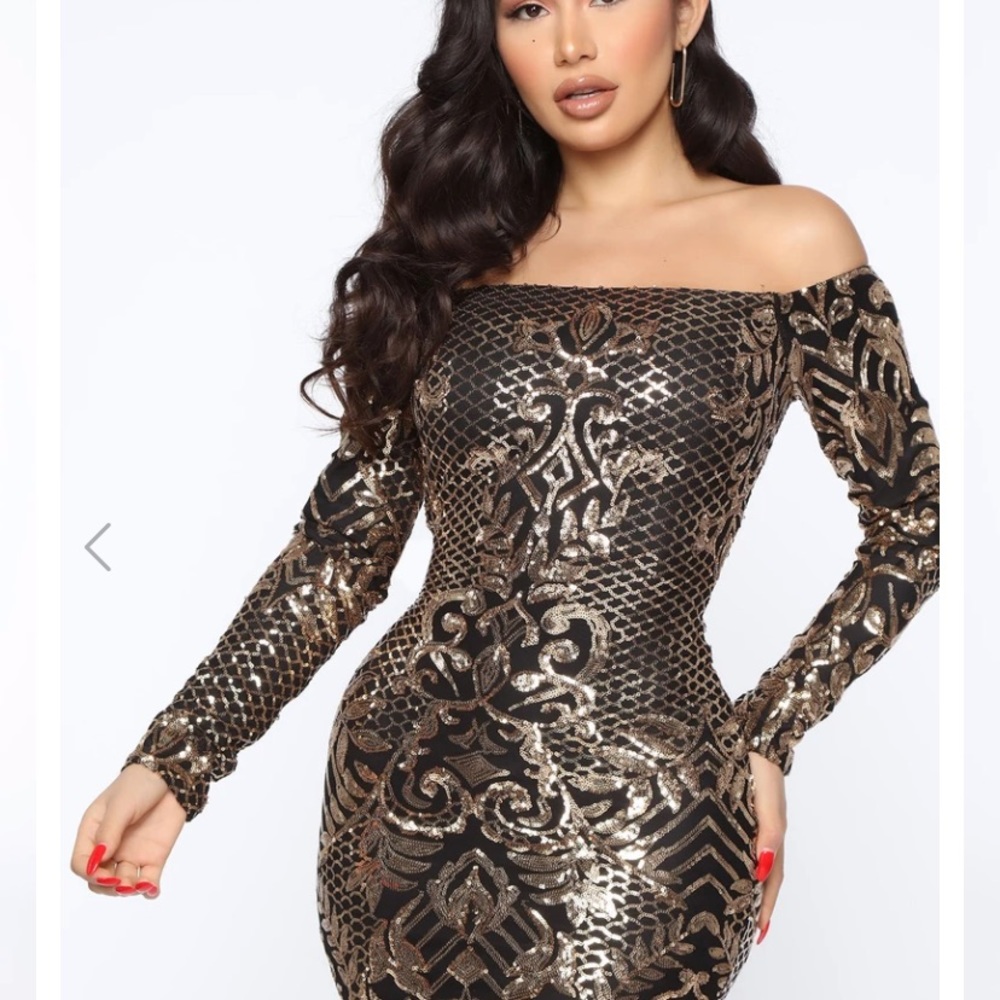 Fashion nova gold and black dress